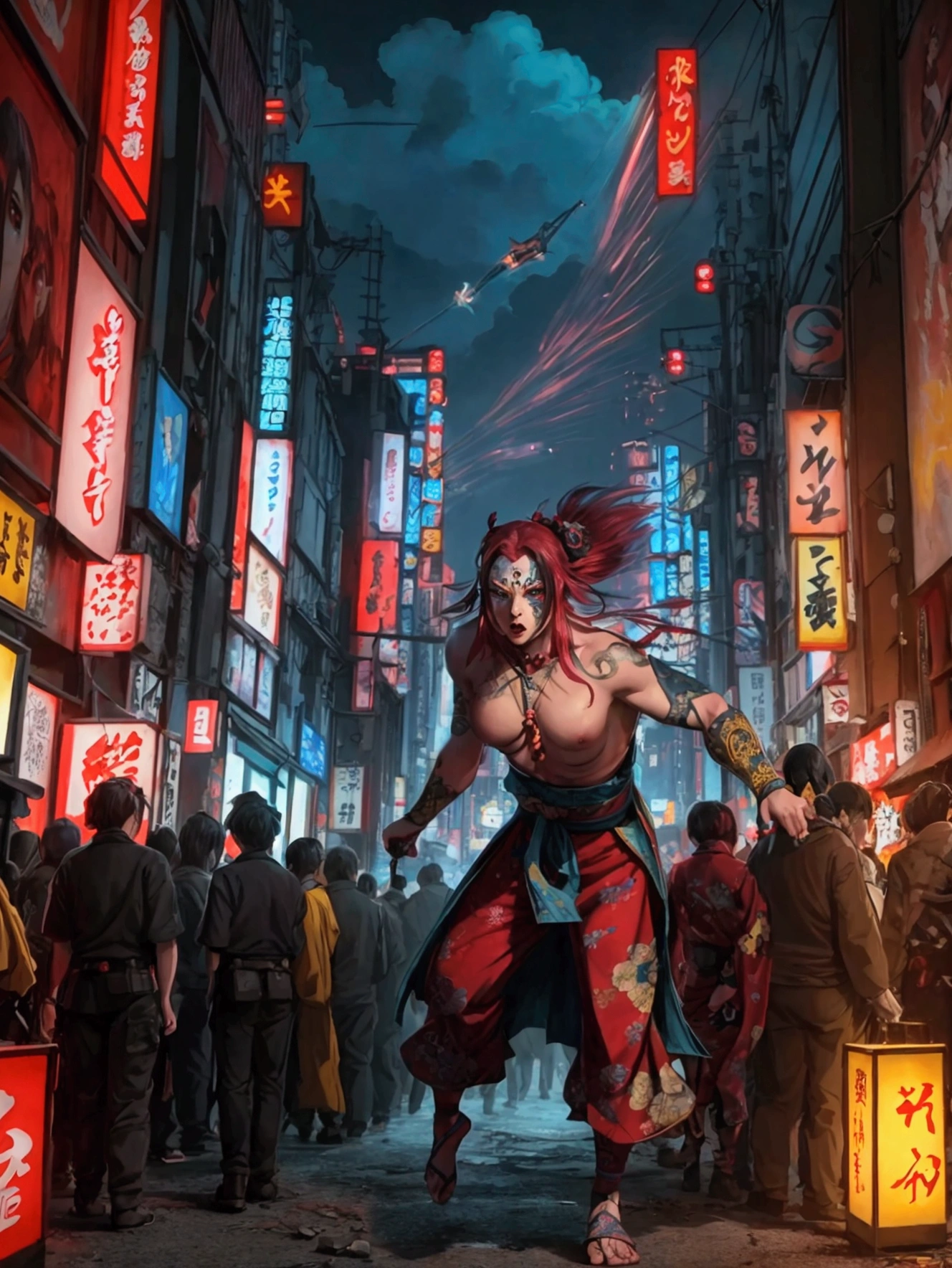 super fine illustration, vibrant colors, absurdres extremely detailed CG, 8k wallpaper, (masterpiece:1.3), dynamic angle, dynamic pose, best quality, depth of field, cinematic lighting, ultra detailed, tokyo, shinjuku, kabuki-cho,  ruin city, Post-apocalypse