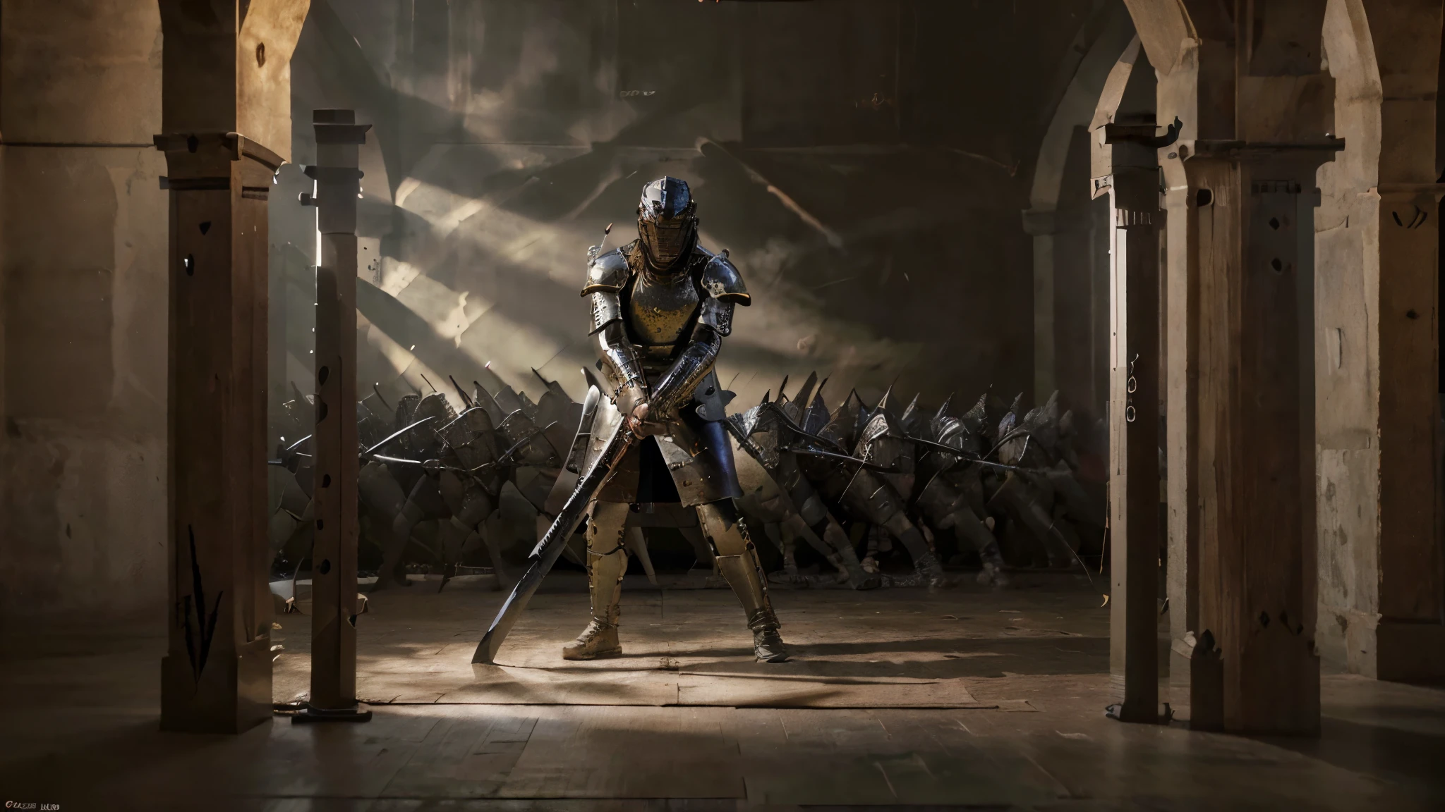 (Highest quality,4K,8k,High resolution,masterpiece:1.2),Very detailed,(Realistic,photoRealistic,photo-Realistic:1.37),knight,battle,big sword,big snake