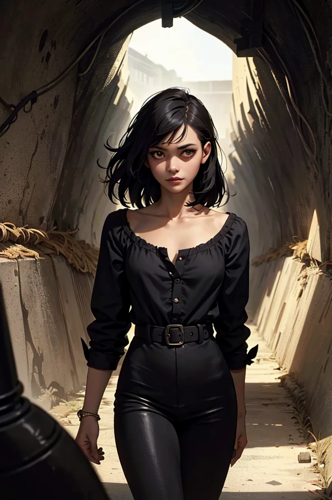 ((Highest quality)), ((masterpiece)), (Familiar), ((pararel, Dark and deserted tunnel:1.2)), (Thriller)、((Fleeing schoolgirl))、(I'What are you worried about?'Iの後ろに)、(Scared:1.1)、((Run at full speed:1.6))、(Illuminated by the pursuer'Light)、((Rear view))、Black Hair、Navy Blazer、(The hem of his white shirt is visible)、Grey plaid skirt、(Long Skirt Length)、Navy blue socks、(Clothes are disheveled:1.1)、Secret photos、(Low angle view from behind)、Navy blue socksのクローズアップ、mangaコマ割り、mangaスタイル、manga、(Exposed rock surface)、Wet road surface、(speed)、((Midnight:1.4))、(vapor:1.2)