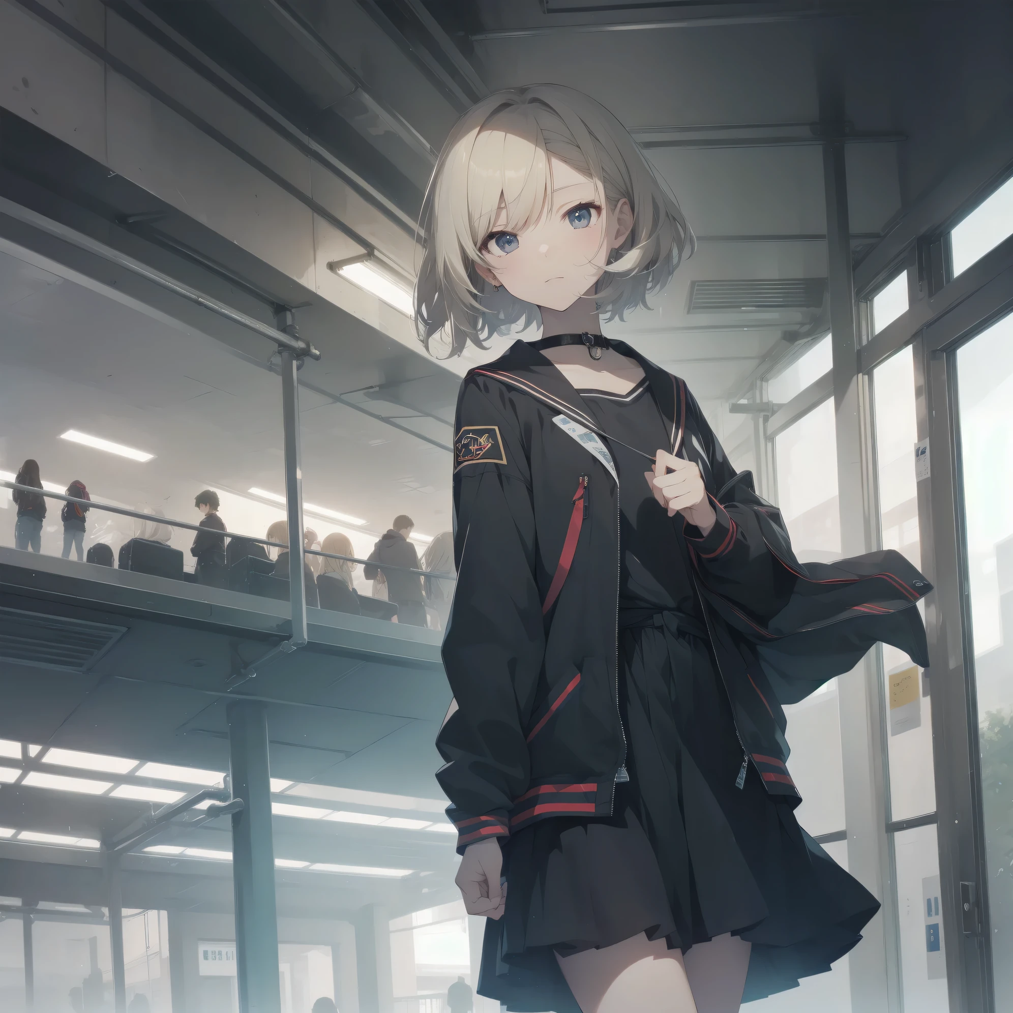 ultra-absurdres-Top quality by artist God, ultra-detailed, high resolution, anime moe artstyle, best anime 8k konachan wallpaper, pixiv contest winner, pool:2810, perfect anatomy,break, 1girl, (Please draw a girl walking sleepily to school alone. )break,(Solo,little female, 13-year-old:1.3),Full limbs, complete fingers,a junior high school student, (very short hair), short cut, flat chest, , small butt, small black eyes, beautiful detailed eyes, well-proportioned iris and pupils, expressive eyes, highres detailed hair, soft expression, salor school_uniform, sailor collar, serahuku, bow, pleated skirt,(Detailed Lighting), (Detailed background), in the School commute route. break,super detailed skin, Best cinematic lighting powered by famous artist, 8k,beauty illustration,photoshop_(medium),very aesthetic,break,((artist:fujima_takuya )), artist:clamp ,artist:carnelian ,artist:kantoku ,