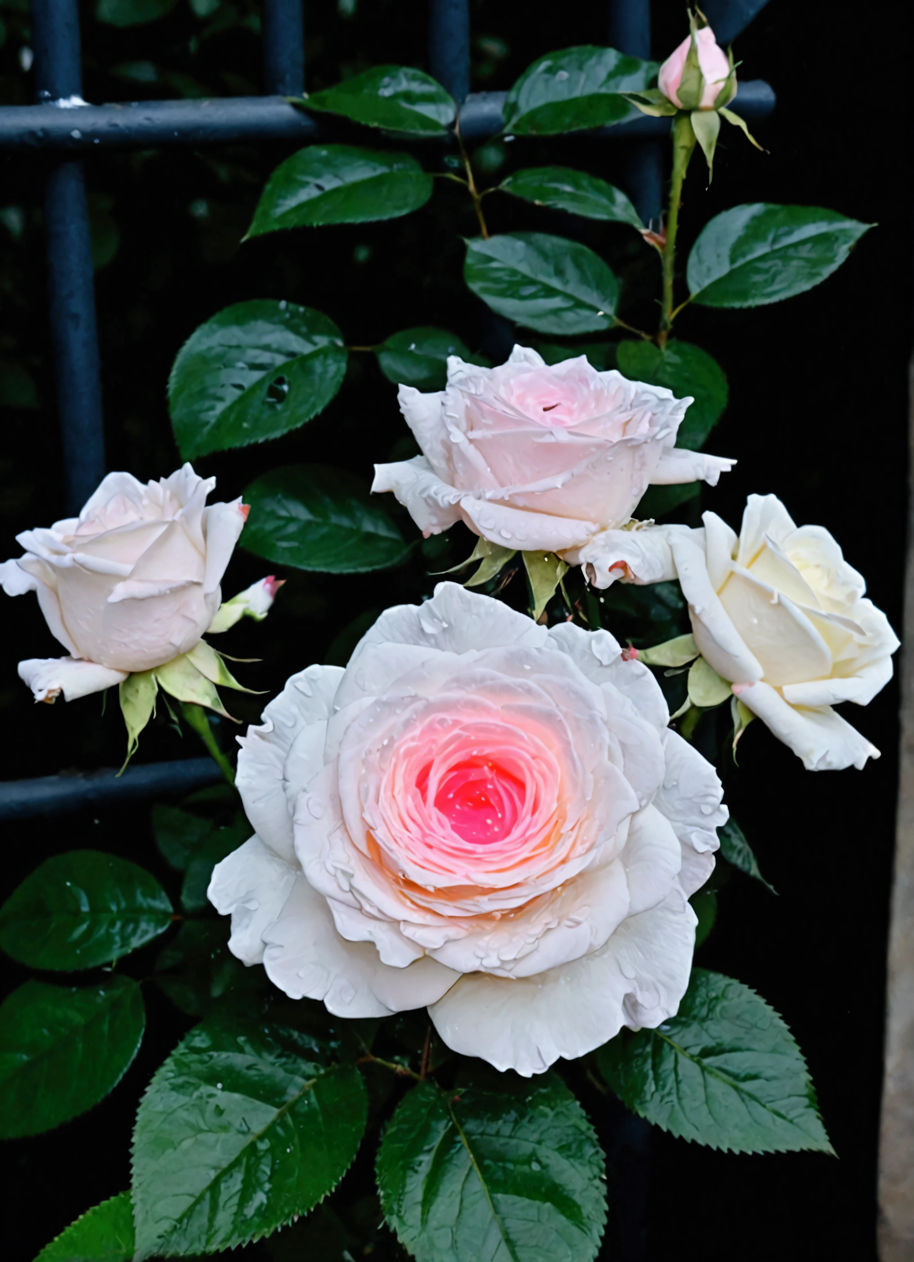 Fenced yard,A lot of roses grow，best quality, high resolution，masterpiece，High Detail，16K