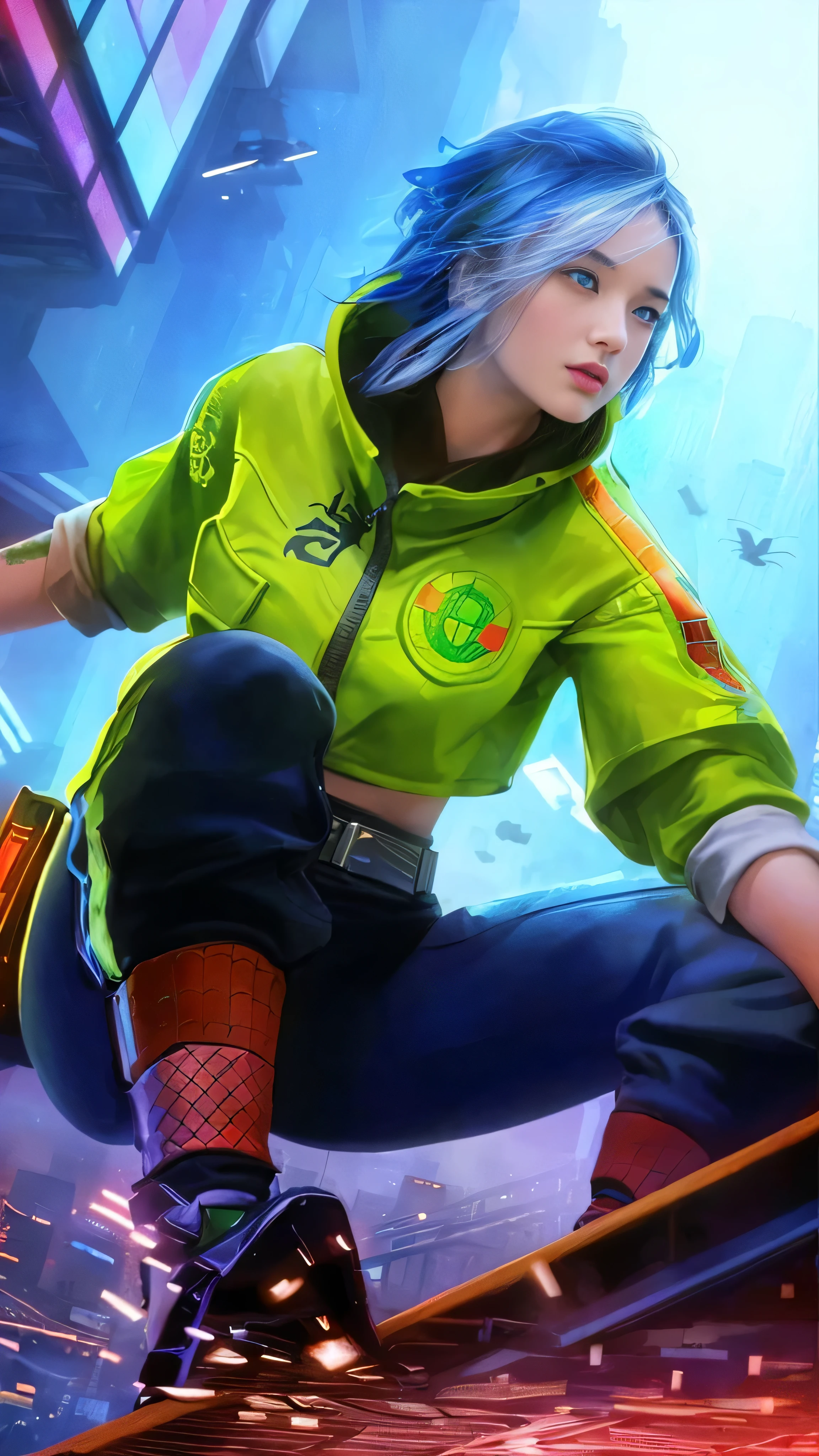 (1girl:1.3), Solo, (((Very detailed face)))), ((Very detailed eyes and face)))), Beautiful detail eyes, Body parts__, Official art, Unified 8k wallpaper, Super detailed, beautiful and beautiful, beautiful, masterpiece, best quality, original, masterpiece, super fine photo, best quality, super high resolution, realistic realism, sunlight, full body portrait, amazing beauty, dynamic pose, delicate face, vibrant eyes, (from the front), She wears Spider-Man suit, red and black color scheme, spider, very detailed city roof background, rooftop, overlooking the city, detailed face, detailed complex busy background, messy, gorgeous, milky white, highly detailed skin, realistic skin details, visible pores, clear focus, volumetric fog, 8k uhd, DSLR, high quality, film grain, fair skin, photo realism, lomography, futuristic dystopian megalopolis, translucent
