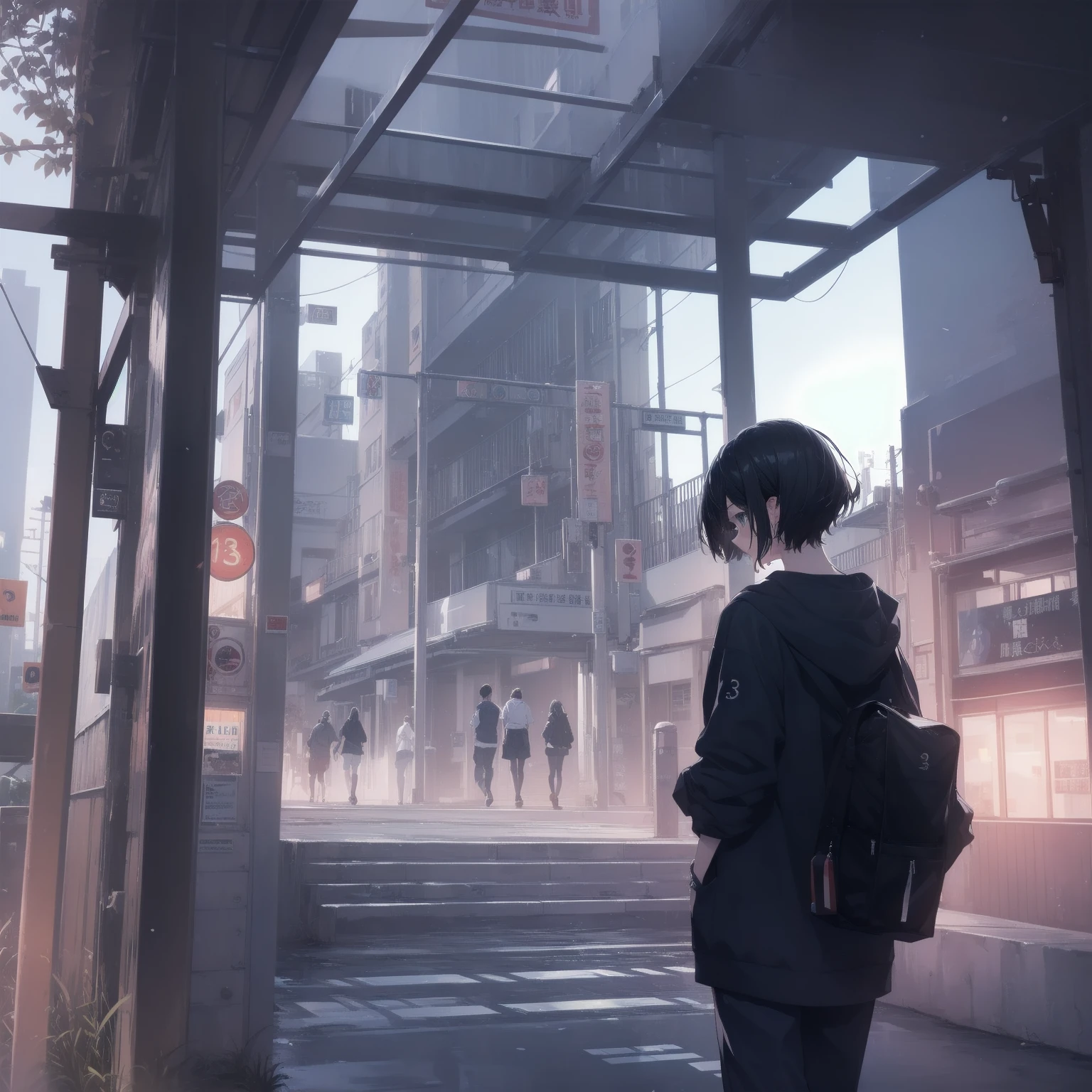 ultra-absurdres-Top quality by artist God, ultra-detailed, high resolution, anime moe artstyle, best anime 8k konachan wallpaper, pixiv contest winner, pool:2810, perfect anatomy,break, 1girl, (Please draw a girl walking sleepily to school alone. )break,(Solo,little female, 13-year-old:1.3),Full limbs, complete fingers,a junior high school student, (very short hair), short cut, flat chest, , small butt, small black eyes, beautiful detailed eyes, well-proportioned iris and pupils, expressive eyes, highres detailed hair, soft expression, salor school_uniform, sailor collar, serahuku, bow, pleated skirt,(Detailed Lighting), (Detailed background), in the School commute route. break,super detailed skin, Best cinematic lighting powered by famous artist, 8k,beauty illustration,photoshop_(medium),very aesthetic,break,((artist:fujima_takuya )), artist:clamp ,artist:carnelian ,artist:kantoku ,