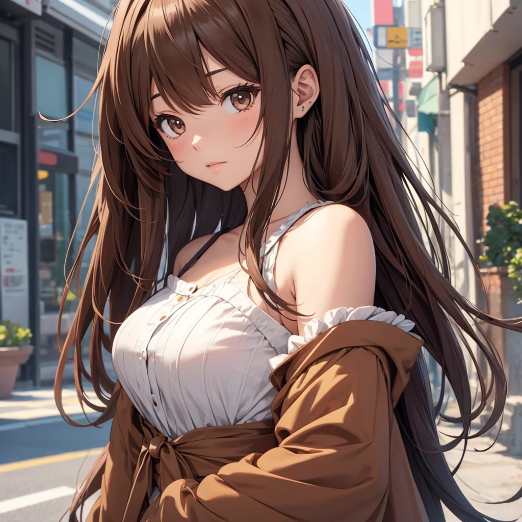 Anime girl, brown shoulder-length hair