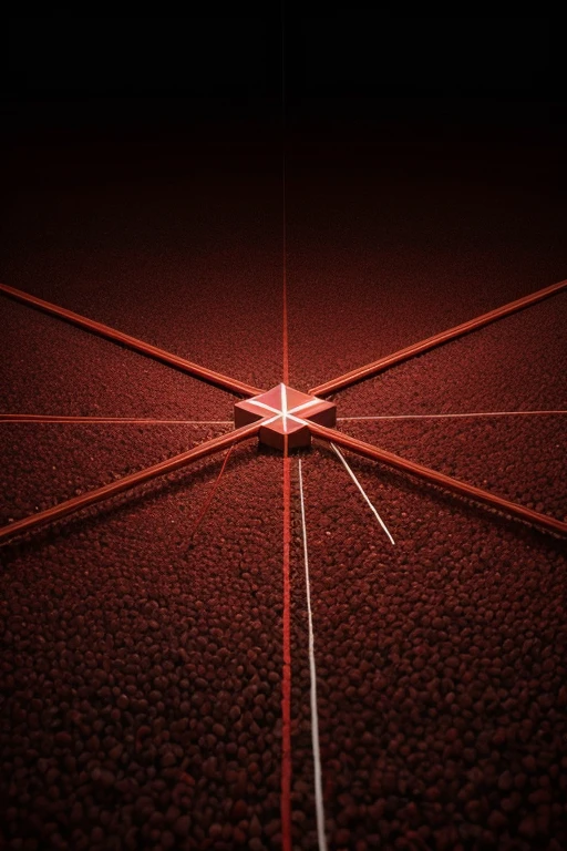 A crossroads with several red threads