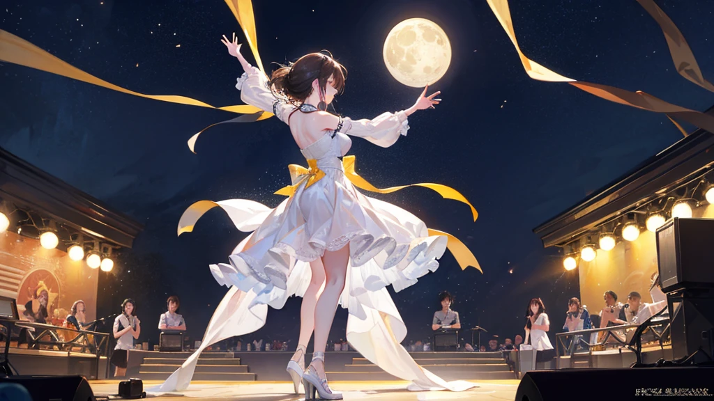 moon、Outdoor Stage、Dancer、dancer、high resolution、Beauty、Beauty、A Dancing Woman、20-year-old、Brown Hair、
