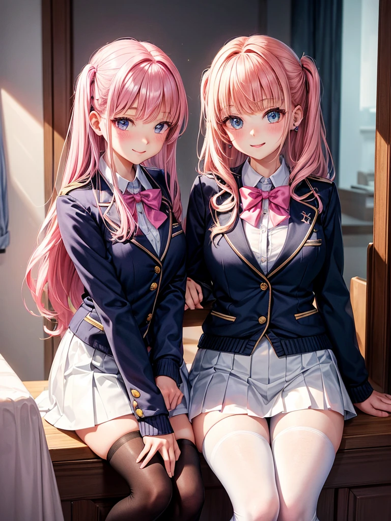 middle School girlorning before school,8k,Best Quality,Sparkling,In front of the mirror,preparation,Change into uniform,blazer,Wearing a pink cardigan,Wearing piercings,Little sister character,School Bag,smile Looking at smartphone,Hair tucked behind ear,Long Hair,Angel,Smooth hair,Horny girl,Naughty Girls,Absurd,New Cardigan,White tights,Ribbon on uniform,Perfectly portrayed,brother complex,Cute uniform,Beautiful girls,Beautiful eyes,Pink Hair Color,Perfect Face,Big Breasts,She is an exceptionally beautiful girl,model,最高なLittle sister characterクター,Shoulders out,Style perfection,E Cup,