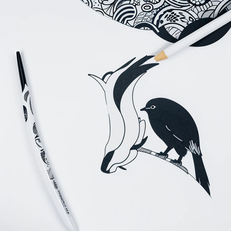 Coloring Book , Thin Line , White background with large negative space , Simple style , Chinese traditional animal patterns , Poetic atmosphere
