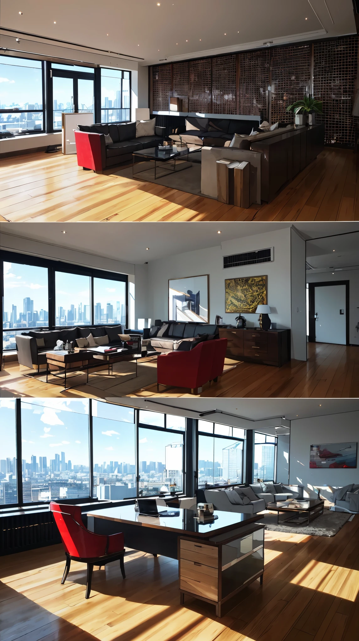 (best quality,4k,8k,highres,masterpiece:1.2),ultra-detailed,(realistic,photorealistic,photo-realistic:1.37),female CEO,red velvet blazer,short fit black pencil skirt,confident gaze,seductive smile,luxurious office,modern interior design,elegant hairstyle,well-manicured nails,high heels,immaculate makeup,expensive accessories,dominant posture,natural sunlight,city skyline view,powerful aura,vibrant red colors,sleek architecture,sharp focus on details,professional ambiance,successful businesswoman,sophisticated elegance,commanding presence,crafted wooden desk,leather chair,impressive artwork hanging on the wall,impeccable fashion sense,meticulously arranged files,steel and glass structure,reflection on glossy surfaces,gleaming silver accents,subtle shadow play,graceful movements,confidently walking,aura of mystery,empowered woman,limitless potential,breathtaking confidence,inspiring success,worldly achievement,unyielding determination,luxury lifestyle,entrepreneurial spirit,extraordinary vision