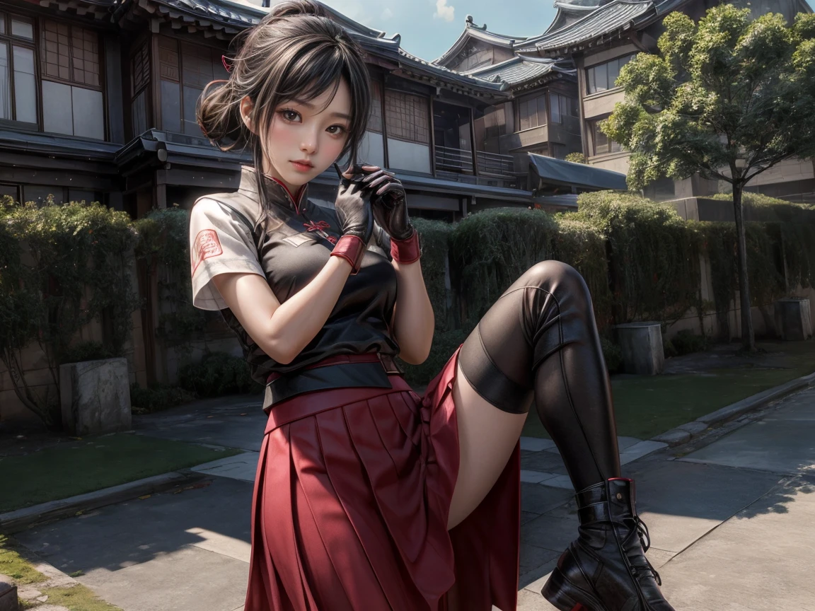 (photo realistic:1.55), masterpiece, 最好of质量, 详细of, Vaguery, depth_of_site, Vaguery_background, Vaguery_prospect, 1 Girl, Gloves, 白色of_Gloves, skirt, sports_Vague, photo_(中等of), 独自of, 白色of_skirt