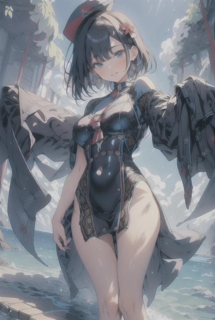 Lewd woman open legs, (masterpiece, best quality, double ultra, best shadow)