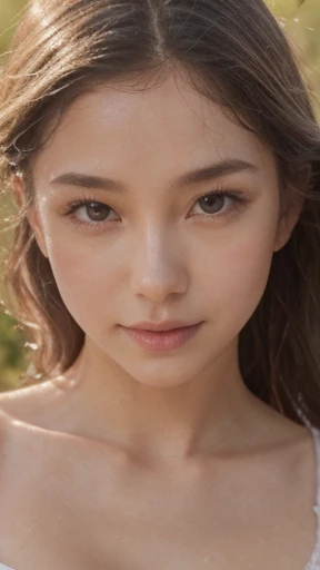 Slow deep-process Quality Images, Follow ai Top Score Criteria, Magazine Model body posture,
1st priority resources allocated on Human Body extreme deep Details Focused
2nd priority eye face shape,
3rd priority breasts shape nipple-shadows,
Low priority and low quality on others,
D40-24-35 firmed body , natural young breast-D40 drop-shape, nice big areola shadow, breasts clear shape , height-175cm weight-58kg,
Long Hair Hazel Gold light-brown, rich Body Quality, 1girl, Solo,
bright round wide big eye x1.08, detailed eye, high quality moist eye, large clear pupil , Light-turquoise-blue-lighting high definition eyes, big-light-glowing-eye,
Body arouse blush tighten, face blush, anglic glow skin, high Dopamine hypersexuality,
Wet soak moist-dress-organza see through fabric - white pure bright - transparent Light pajamas, young old, no face wrinkle , natural balanced tight v-face , ulthera sharp shape face, thin asean lip, happy-shy-smile,
Farm house scene, wide perspective, Green-wet-leaves, angel glow fairy atmosphere, late afternoon sun light 45 degree, srong Backlighting , dry windy,
bokeh swirl background, look at camera, front face focused, Looking stare to viewer, half body down to hip image,Depth Of Field,,