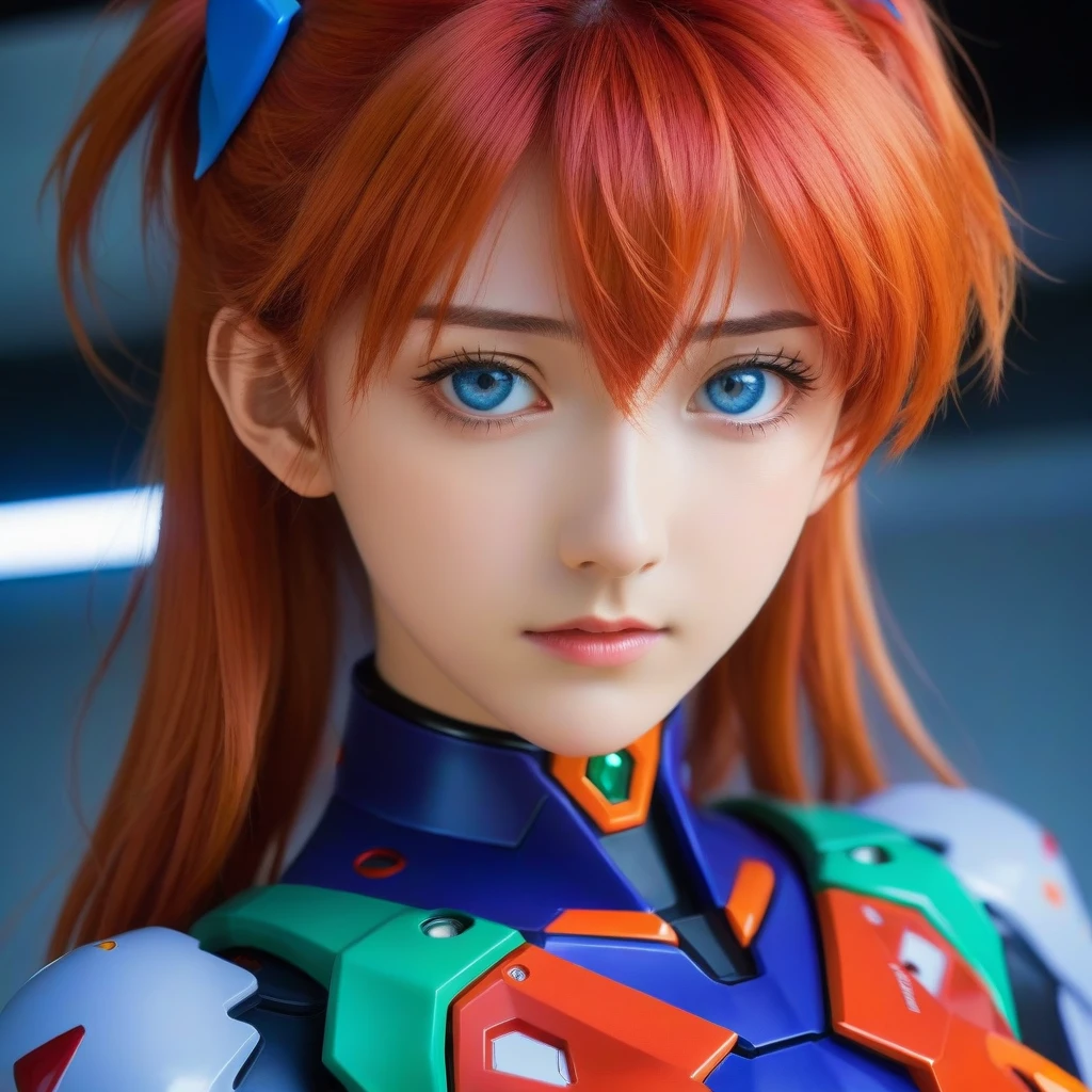 anime girl with red hair and blue eyes looking at something, beautiful asuka from evangelion, asuka langley sohryu, asuka from evangelion, asuka langley souryuu, asuka langley, asuka langley soryu, gainax anime style, movie still of robot evangelion, asuka, end of evangelion, neon genesis evangelion,cry