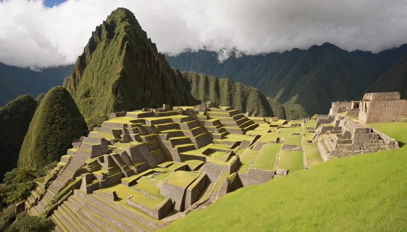 Great ancient Inca city in gold lost in the middle of the jungle. The place is composed of many temple, statue and buildings all made of gold.