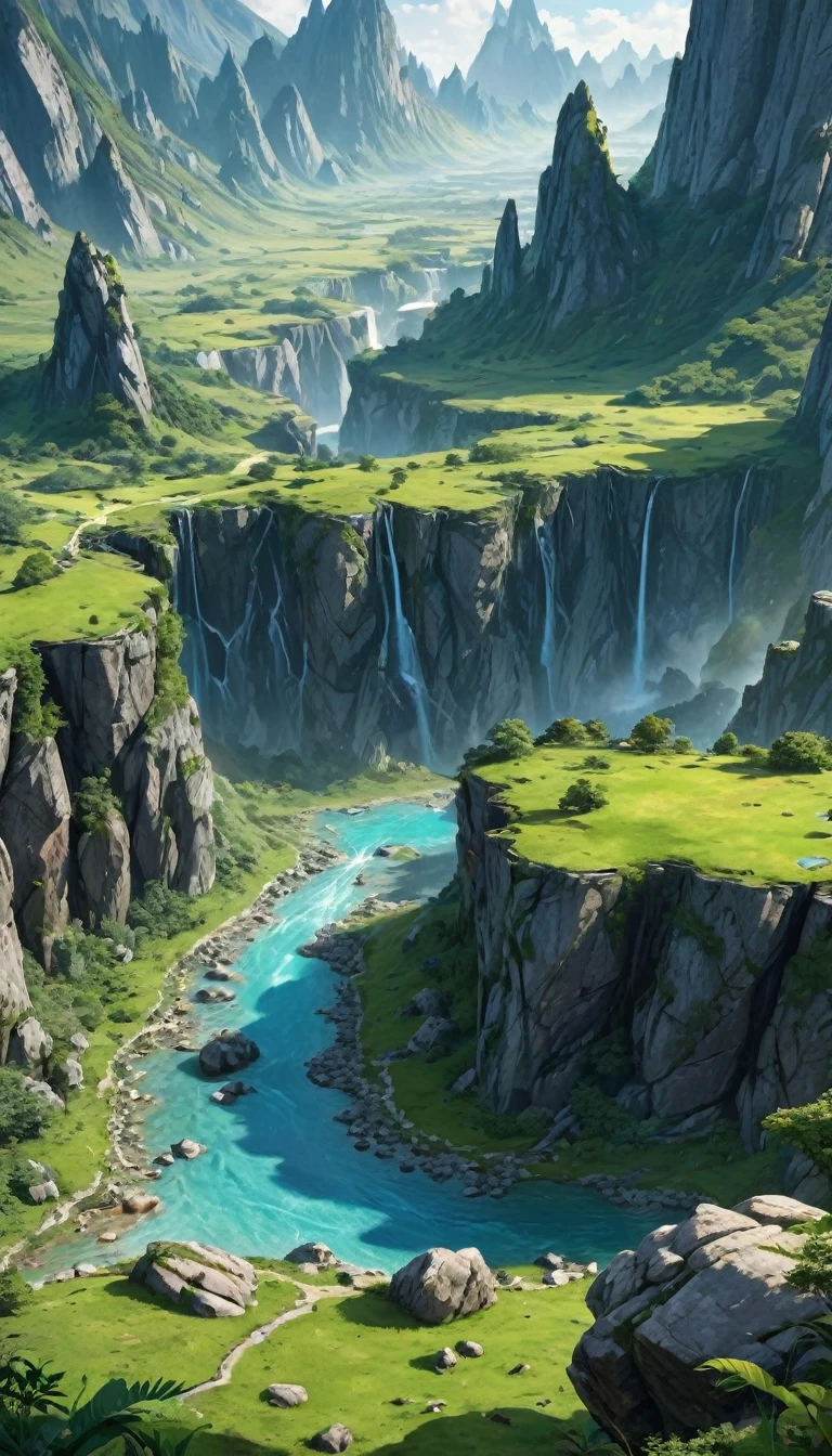 ultra-detailed, fantasy,world,Nature, valley, Rock surface