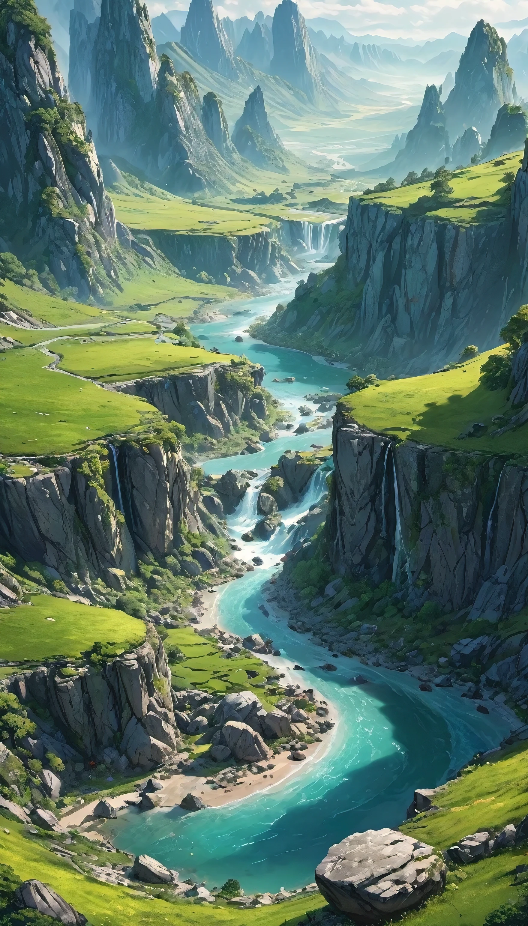 ultra-detailed, fantasy,world,Nature, valley, Rock surface