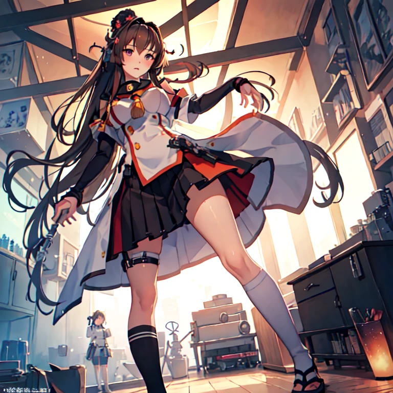 yamato_kantaicollection,(masterpiece:1.4),(best quality:1.4), (amazing), (great illustration:1.4), (ultra-detailed:1.4), (art CG, 8K),1girl 
,1girl ,solo,full body,(From Below:1.2),

