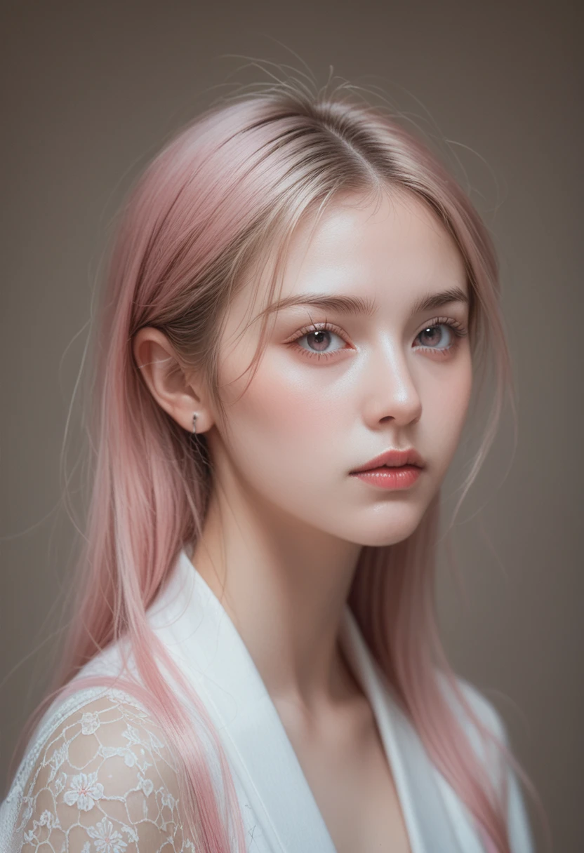 (Absurd, High resolution, Super detailed), One girl, alone, Very fine grain, (Official Art, Beauty and aesthetics: 1.2), (Fractal Art: 1.3), White pink color scheme, Most detailed