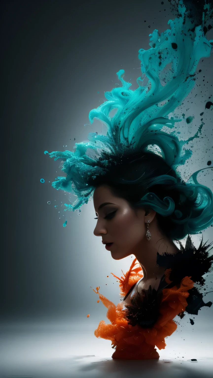 Alberto seveso art, dancing sillhouette, water ink, ink water, ink cloud, alberto seveso art, loose painting style, intricate detail, cinematic lighting, octane render, 8k render, volumetric lighting