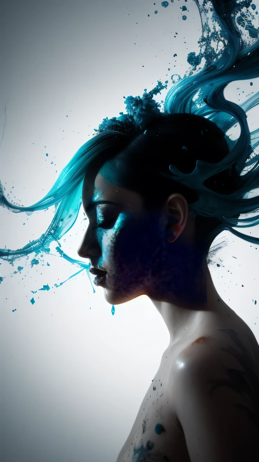 Alberto seveso art, dancing sillhouette, water ink, ink water, ink cloud, alberto seveso art, loose painting style, intricate detail, cinematic lighting, octane render, 8k render, volumetric lighting