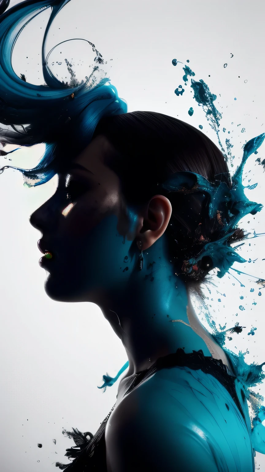 Alberto seveso art, dancing sillhouette, water ink, ink water, ink cloud, alberto seveso art, loose painting style, intricate detail, cinematic lighting, octane render, 8k render, volumetric lighting