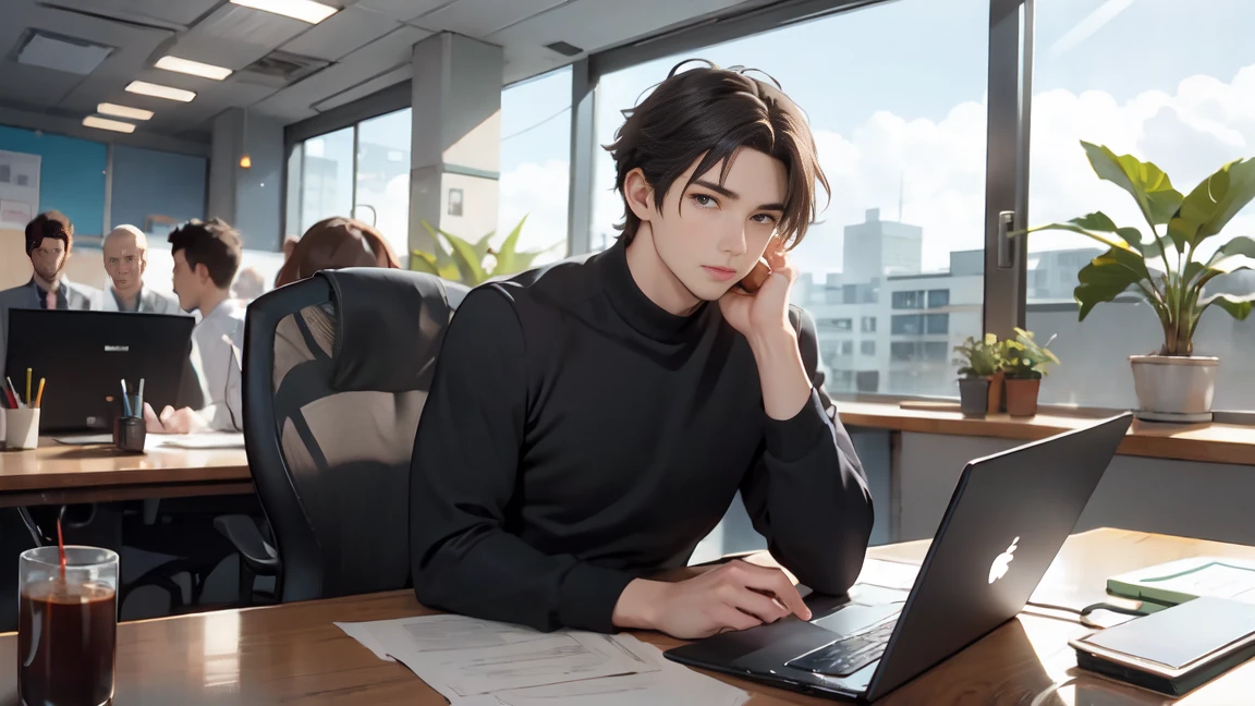 Handsome man , Office
