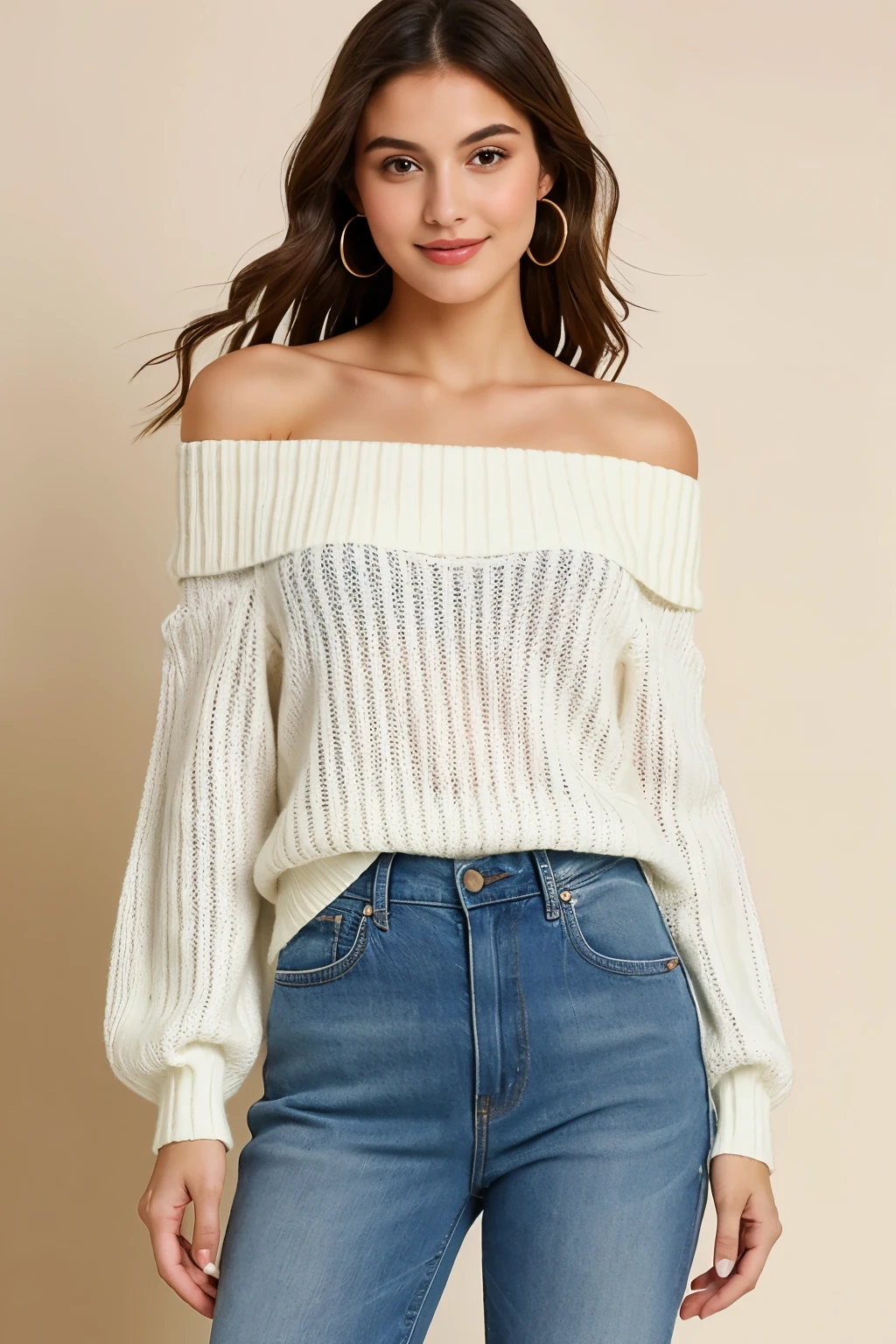 ((best quality)), ((masterpiece)), (detailed), 1girl sweet, off-shoulder sweater, 