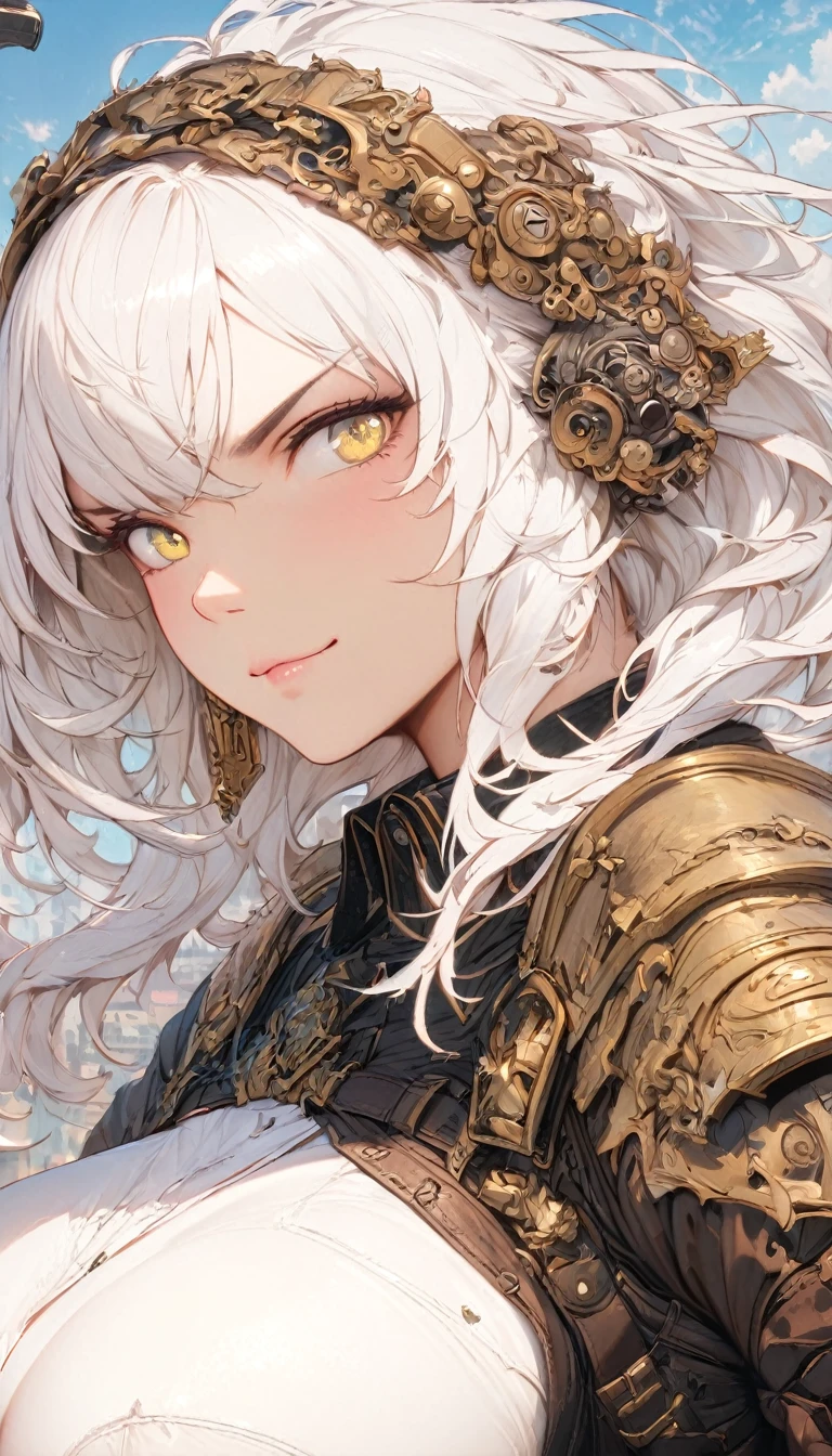 best quality,4k,8k,highres,masterpiece:1.2),ultra-detailed, extremely detailed eyes, extremely detailed body, (large masterpiece digital art), (detailed manga illustration), (detailed line art), ((perfect anatomy)), (intricate details:1.3), (ultra-detailed:1.3), (illustration:1.3), (sharp focus:1.3), (natural lighting:1.05), (vivid colors:1.3),(masterpiece), (best quality:1.4), (perfect anatomy:1.4), high quality, expressive eyes, full body, detailed face, beautiful face, perfect face, 1 girl, breasts, gloves, (large breasts), military uniform, black jacket, jacket, very long hair, ({pale skin}), detailed ((silver hair)), yellow eyes, hourglass physique, gray pants, pants, thick thighs, toned, dynamic lighting, 4k resolution, dynamic pose, smirk, , weapon, Sword, belt, glove, shoulder armor, boots, hand guard, delicate\(armor\), Atey Ghailan, Jeremy Mann, Greg Manchess, Antonio Moro, trend in ArtStation, trend in CGSociety, Intricate, High Detail, Sharp focus, dramatic and photorealistic painting art by Midjourney and Greg Rutkowski, Jeff Bridges, ((cartoon style)), Marvel Cinematic Universe style, (((military base in the background))),
