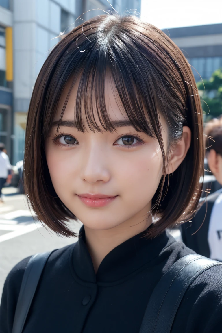 masterpiece、1 girl、View from the front、Japanese、Very cute woman、(The cutest girl in the world)、35-year-old student、Makes your face smaller、smile、Very cute face、Glossy Lips、Double eyelids on both eyes、Natural Makeup、Long eyelashes、Shiny and smooth light brown hair、bangs、Twin tails, Center image、8k resolution、Advanced Details、Detailed hairstyle、Detailed face、Great cinema lighting、Vibrant、Ultra-realistic、Perfect limbs、Perfect Anatomy, Spring 2024, Tokyo, Popular clothes for spring, The background is Shibuya