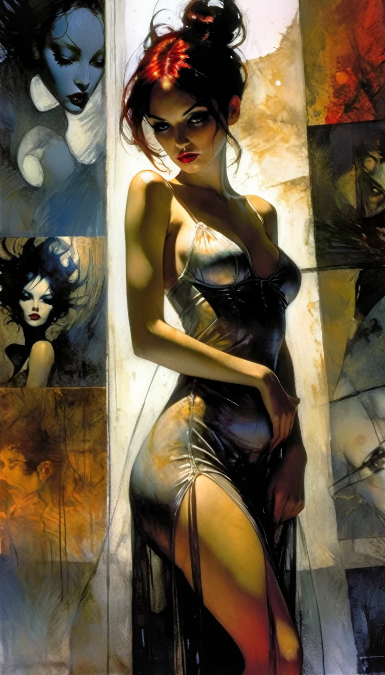 the art of seduction eroticism, sexy, lascivious, surrealism, impressionism,transparent nightgown ✨🤟😁🤗😍😆👍🙌✨👩‍👩‍👦‍👦sex sex sex ✨✨ ❗ 🙏😁❤, eroticism, sexy, black and white image, between shadows, oil painting, chiaroscuro, sensual, dramatic lighting, moody atmosphere, photorealistic, intricate details, masterpiece, ultra-detailed, high quality, 8k, best quality, realistic, cinematic, dark and brooding, expressionistic, powerful composition, emotional impact, Bill Sienkiewicz inspired art
