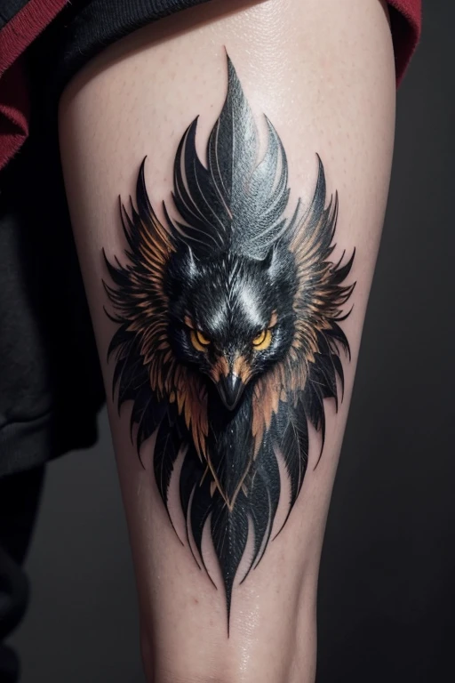a phoenix with black lines for tattoo