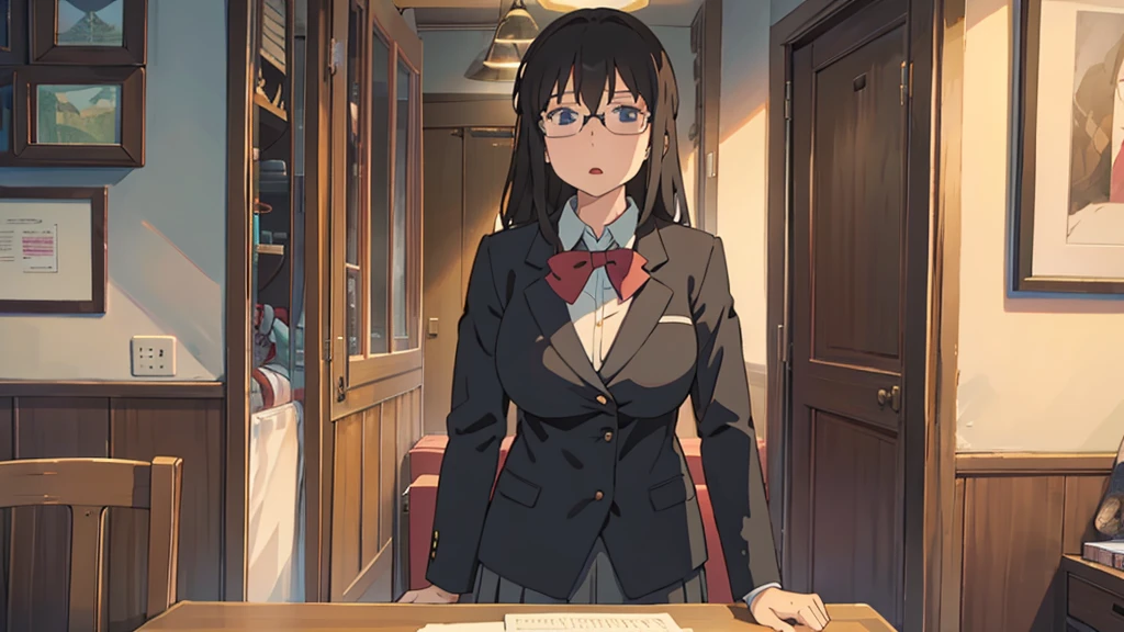 、Blazer uniform、Glasses、Big Breasts