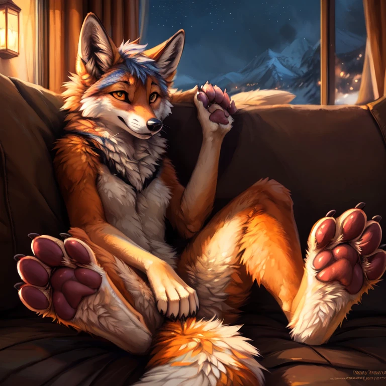by reysi, by remy wolf, by snowfoxatheart, by kenket, cute fox girl shows off her soft footpaw pads, pawpads, paws, foot focus, foot fetish, realistic, cinematic lighting, uploaded to e621, uploaded to furaffinity, uploaded to twitter, uploaded to x