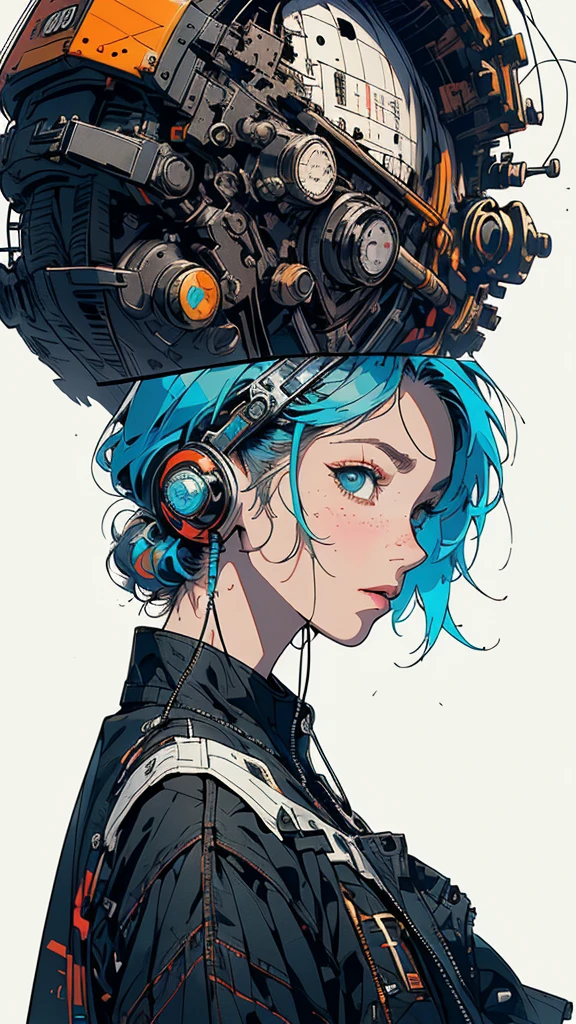 (((masterpiece, highest quality))),(((solo:1.2))),(((1girl:1.2))),32k wallpaper, very detailed, poster, vintage science fiction,(((((geometric cinematic movie poster))))), ((bauhaus)),(shape),(((abstract))),(mid century modern),(((((portfolio))))),(((((Close-up))))),(((((bust up))))),((((more various angle)))),((((highlight)))),((((heterochromia)))),(((complete. detailed face))),((((Extremely talented)))),(((((most complecated futristic machine))))),(Colorful color scheme),(((detailed unlimited complete equipment : headphone like a rail gun))),(((((Absolutely simple background))))),(((Texture for people : grunge))),