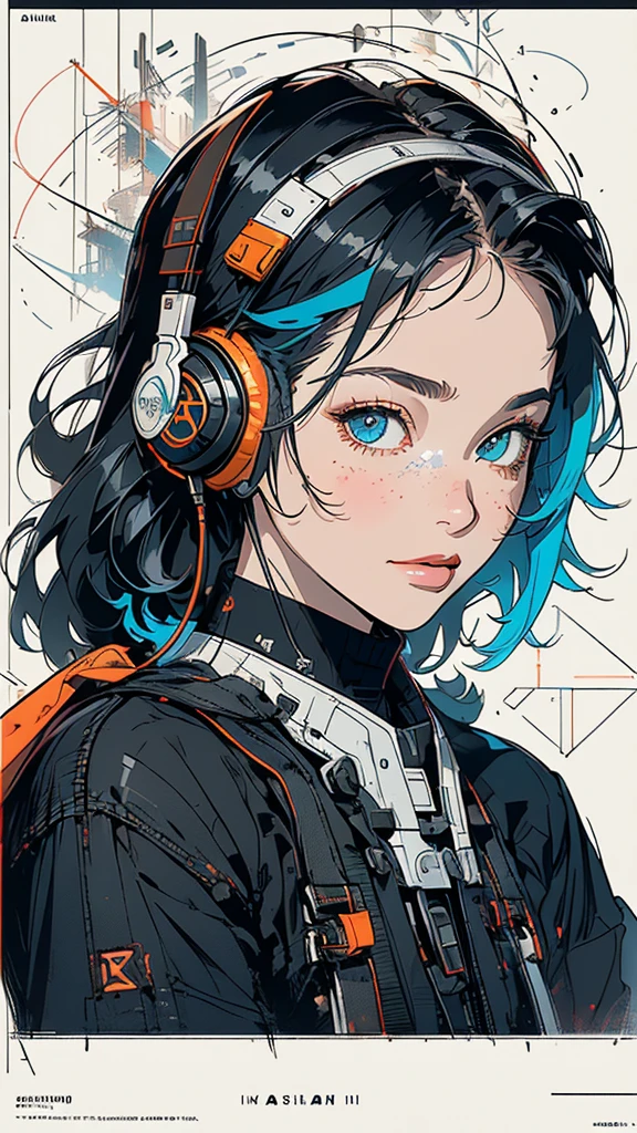 (((masterpiece, highest quality))),(((solo:1.2))),(((1girl:1.2))),32k wallpaper, very detailed, poster, vintage science fiction,(((((geometric cinematic movie poster))))), ((bauhaus)),(shape),(((abstract))),(mid century modern),(((((portfolio))))),(((((Close-up))))),(((((bust up))))),((((more various angle)))),((((highlight)))),((((heterochromia)))),(((complete. detailed face))),((((Extremely talented)))),(((((most complecated futristic machine))))),(Colorful color scheme),(((detailed unlimited complete equipment : headphone like a rail gun))),(((((Absolutely simple background))))),(((Texture for people : grunge))),