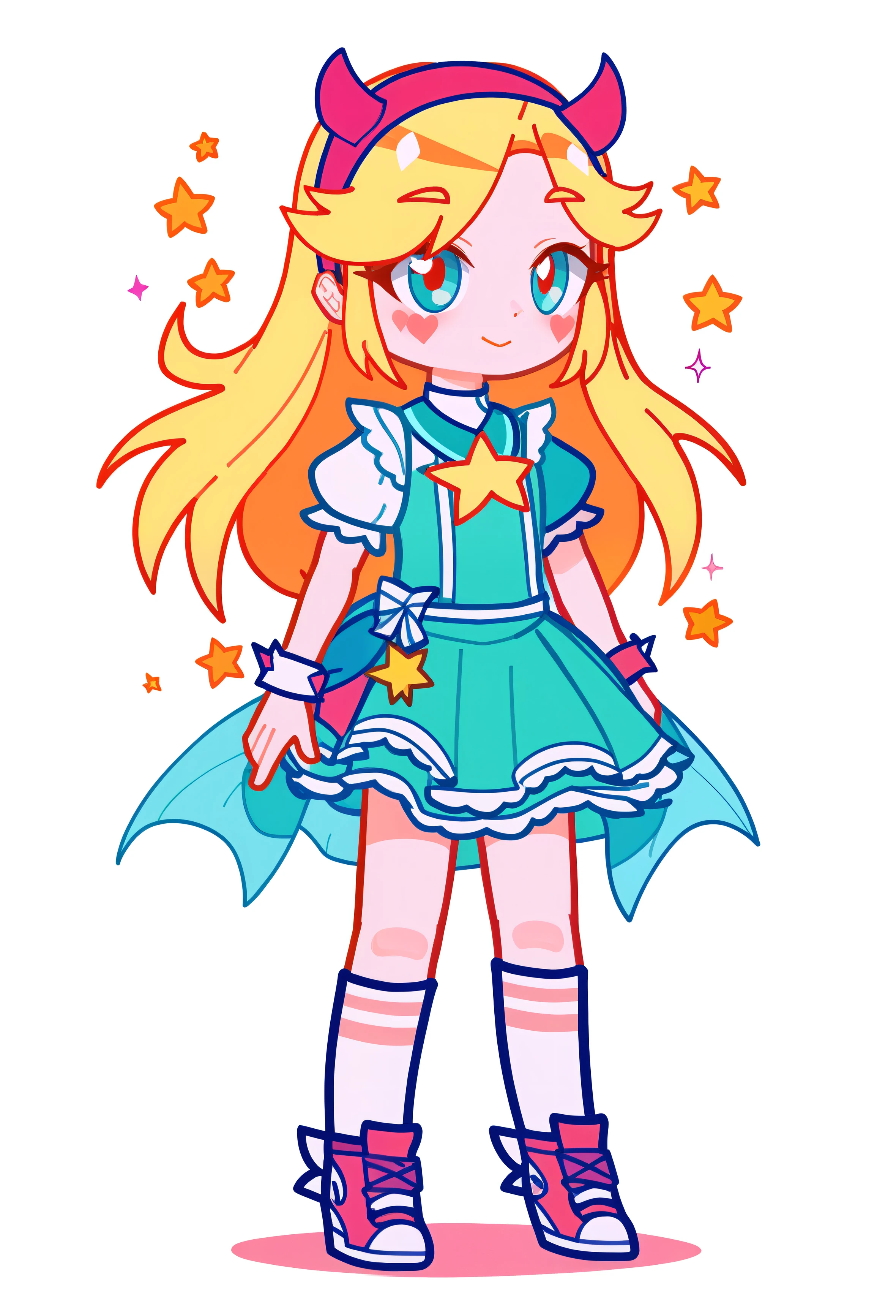 Gacha chibi,full body, star butterfly