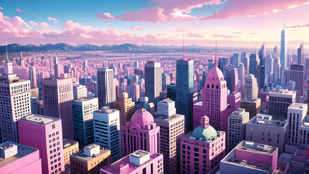 pink landscape, city