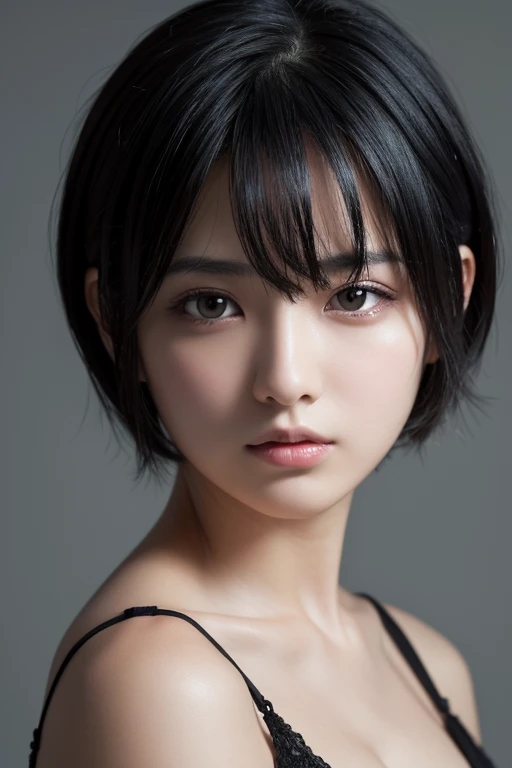 black hair, short hair, expressionless, depth of field, UHD, best quality, masterpiece