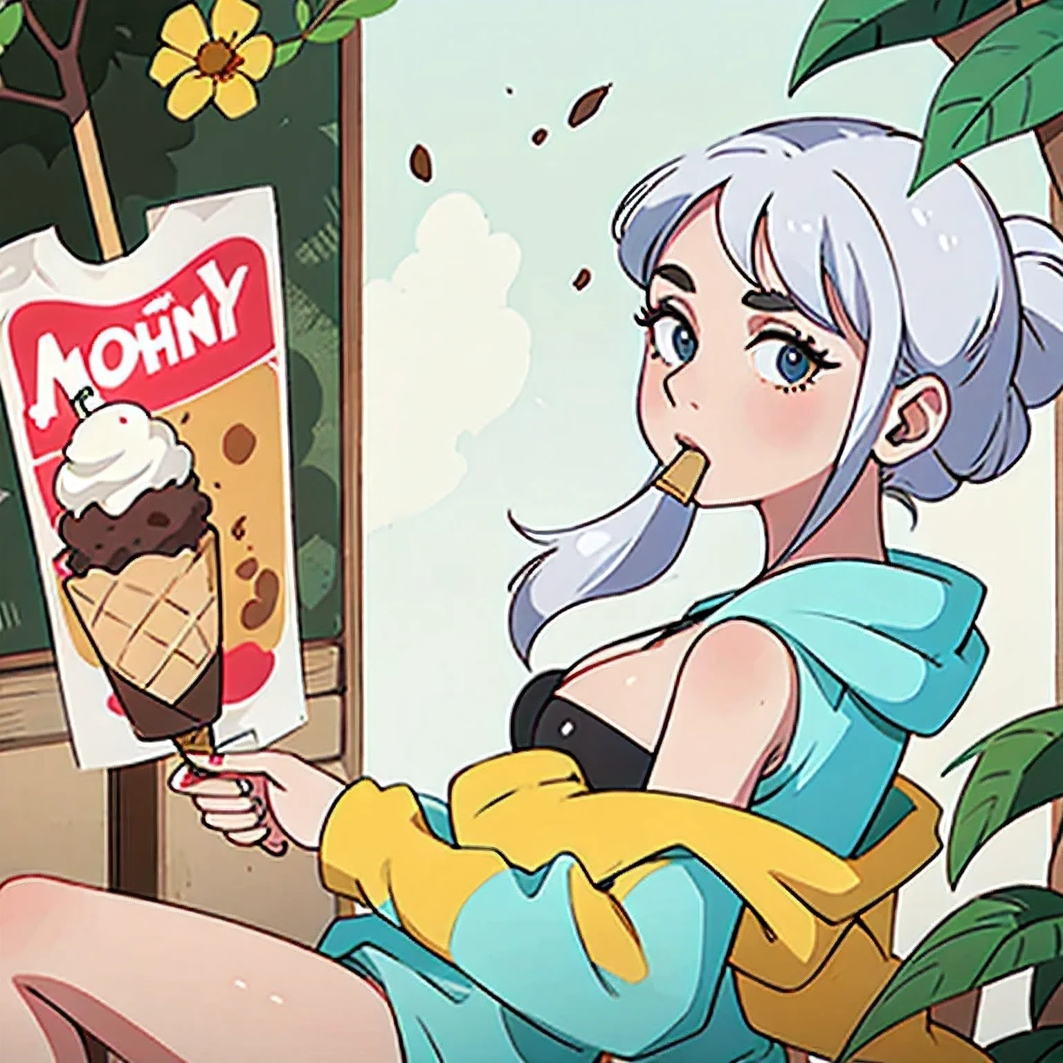 girl in a bikini eating an ice cream cone, eating ice cream, in a bikini, angela white, giorgia meloni, katy perry, in bikini, eating ice - cream, wearing spandex bikini, ice cream on the side, bikini, ice cream, wearing a bikini, candid photo of dirty, shiny plastic bikini, candid shot, cone, 1 girl, solo,in a green dress standing by a wall,portrait of female idol