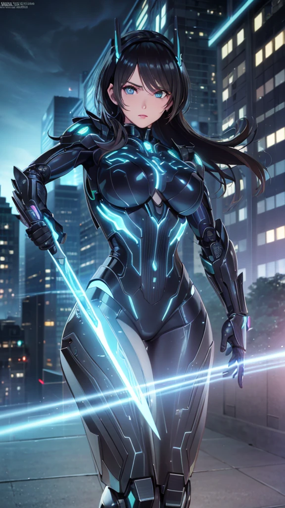 a girl in a futuristic city on cybertron, transformers autobot, beautiful detailed eyes, beautiful detailed lips, extremely detailed face and features, long eyelashes, intricate mechanical details, glowing cybernetic implants, holographic displays, advanced technology, neon-lit cityscape, chrome and steel architecture, dynamic camera angle, cinematic lighting, vibrant color palette, highly detailed, (best quality,4k,8k,highres,masterpiece:1.2),ultra-detailed,(realistic,photorealistic,photo-realistic:1.37)