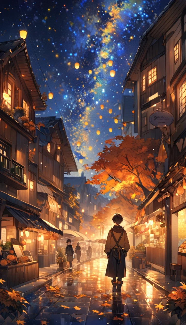 Autumn boy, starry night