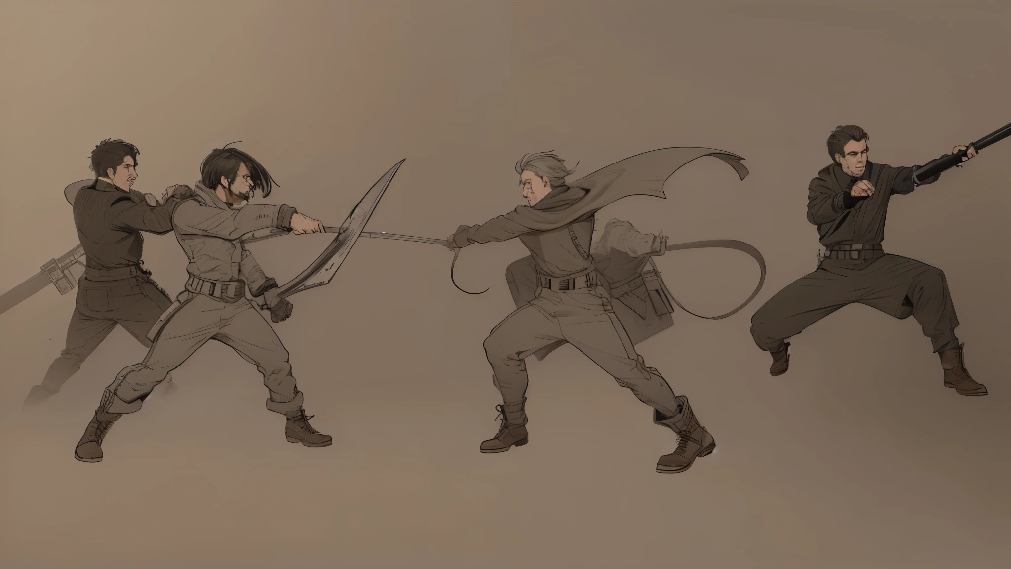 draw a fight between a group of men