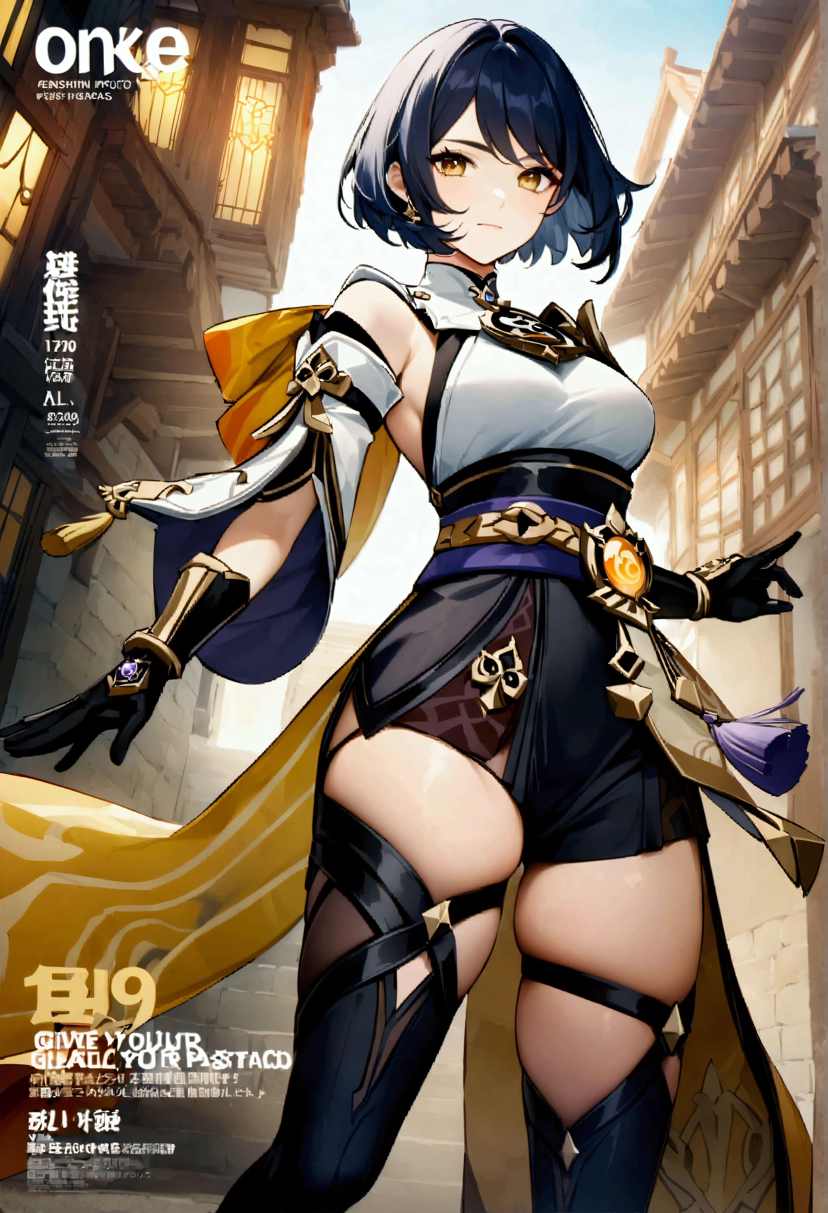 Chun Li, Pixiv style, double eyelids, long eyelashes, black pantyhose, white high boots, ink style Chinese dragon surrounding, kung fu moves, (muscle lines: 0.6), colorful background, sense of percussion