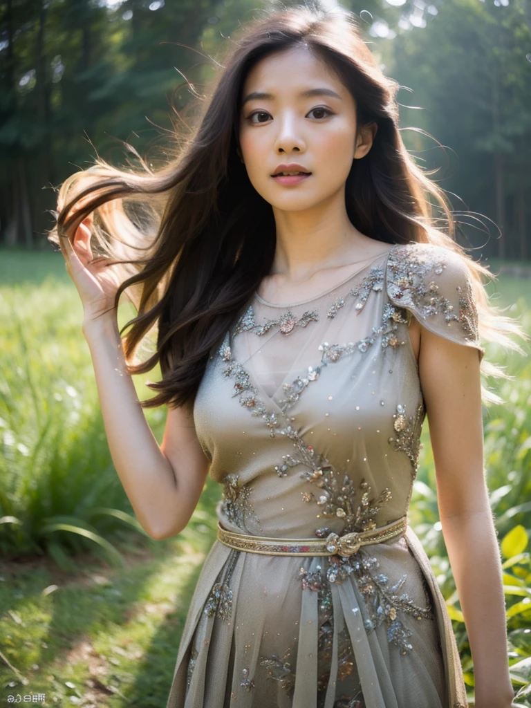 ((RAW,35mm)),((Masterpiece)),Ultra Realistic full frame half bare body photo, forest peril fallen out-cold paralyzed helpless on ground,beautiful brunette long wavy hair asian princess(oblong face,slim,height 180cm,34-24-34 body ratio,natural round chest),wearing majestic royal embroidery gown,long cape),intricate,detailed.[erotic dead body][falls gracefully][torn dress][revealing][eyes closed][open mouth][macabre], sharp image, UHD,8k