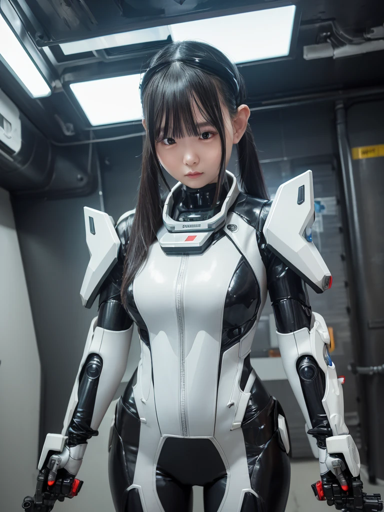 Woman in futuristic suit holding a gun in a factory, Girl wearing mecha cyber armor, Cyber Suits, Cyber Suit, Porcelain Cyborg Armor, Sci-Fi Suit, Cyber Suit, Cyber Japan Armor, diverse Cyber Suits, Perfect android girl, Perfect anime cyborg woman, Cyborg Girl, Japanese Cyborg, Cyborg - Girl, Female cyborg body, Mech Suit