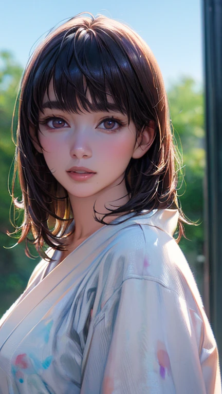 ((Highest quality)),(超High resolution),(Very detailed),(Detailed Description),((The best CG)),(masterpiece),Ultra-detailed art、(Highest quality、8k、32K、masterpiece)、(Realistic)、(Realistic:1.2)、(High resolution)、Very detailed、Very beautiful face and eyes、1 female、Tight waist、Delicate body、(Highest quality、Attention to detail、Rich skin detail)、(Highest quality、8k、Oil paints:1.2)、Very detailed、(Realistic、Realistic:1.37)、Bright colors、Beautiful Japanese Women、Detailed face、Smooth Skin、(masterpiece:1.2, Highest quality), (Realistic, photoRealistic:1.4), Beautiful illustrations, (Natural Side Lighting, Cinema Lighting), Depth of written boundary,