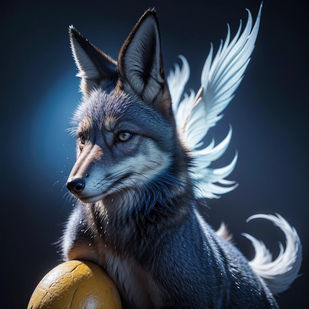 Blue fox symbol of Cruzeiro playing a chicken