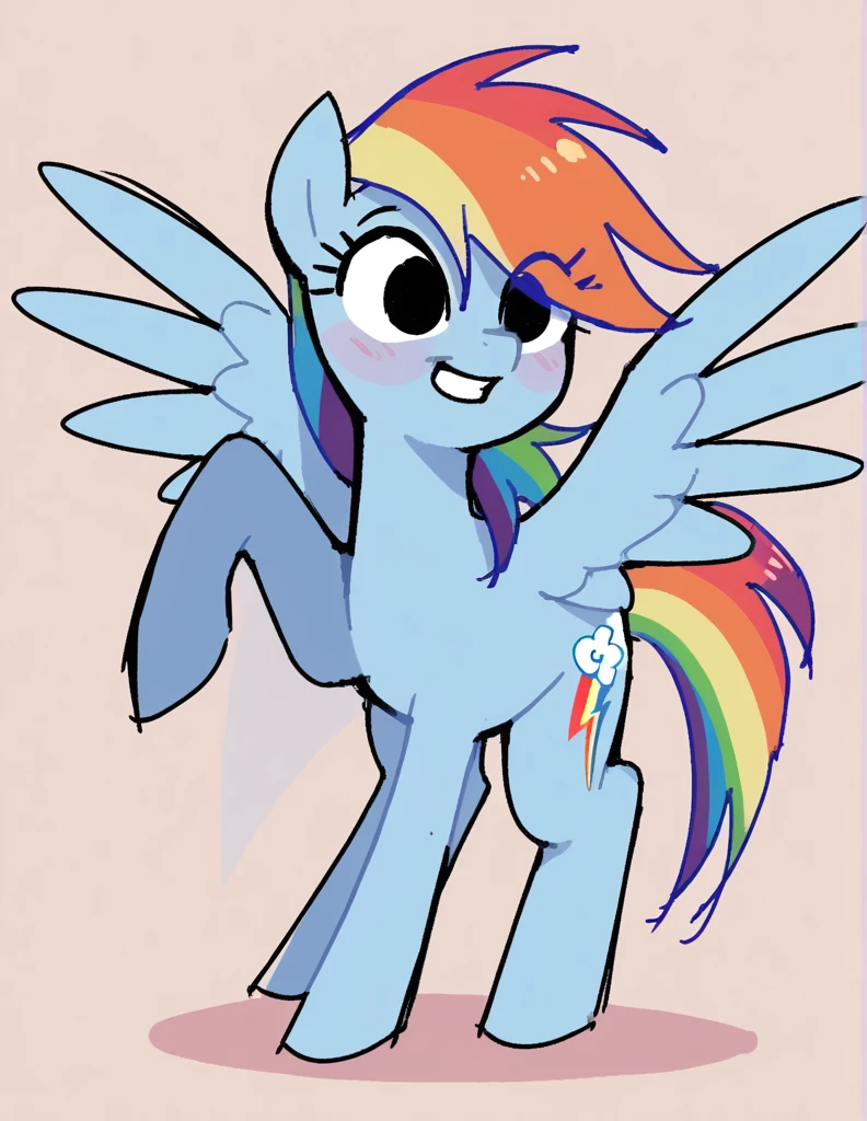 zPDXL, score_9, score_8_up, score_7_up, source_anime, BREAK
sketch, flat color, 1girl, solo, black eyes, Rainbow Dash \(mlp\), mlp, pony,