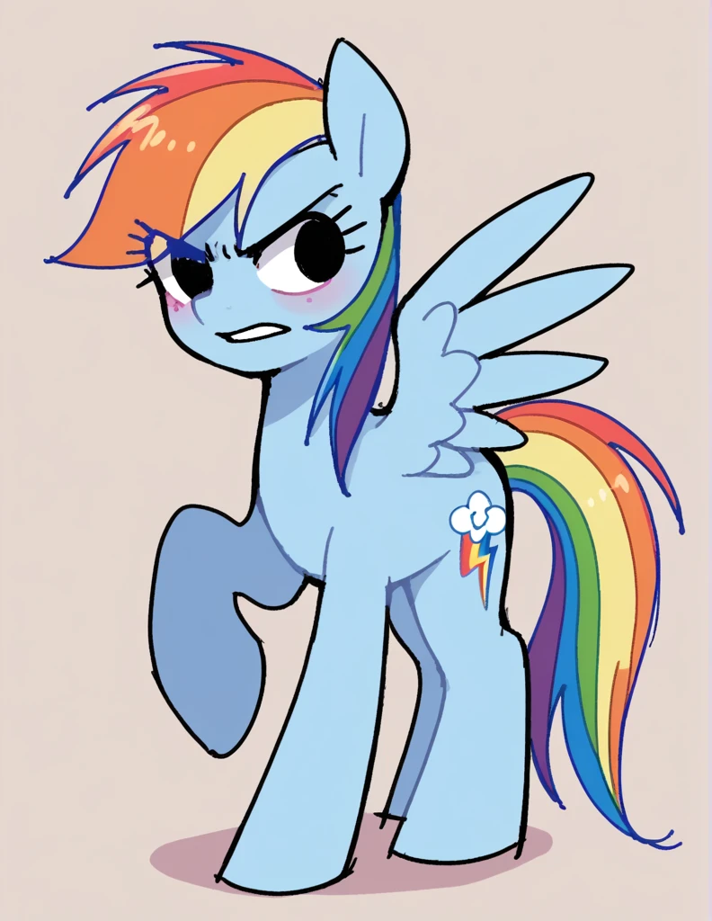 zPDXL, score_9, score_8_up, score_7_up, source_anime, BREAK
sketch, flat color, 1girl, solo, black eyes, Rainbow Dash \(mlp\), mlp, pony,