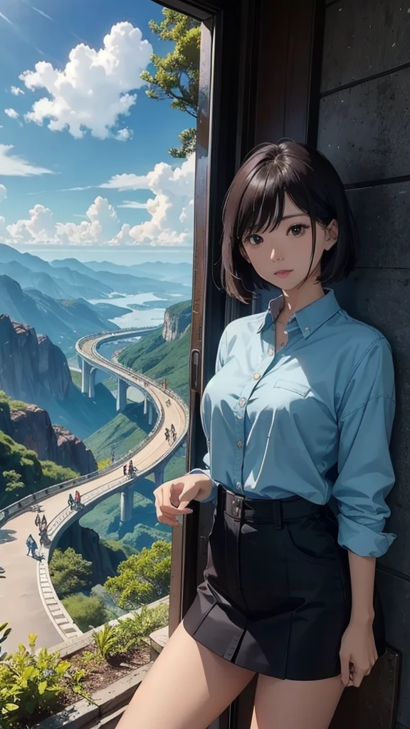 A woman and a spectacular view、unrealistic、null
